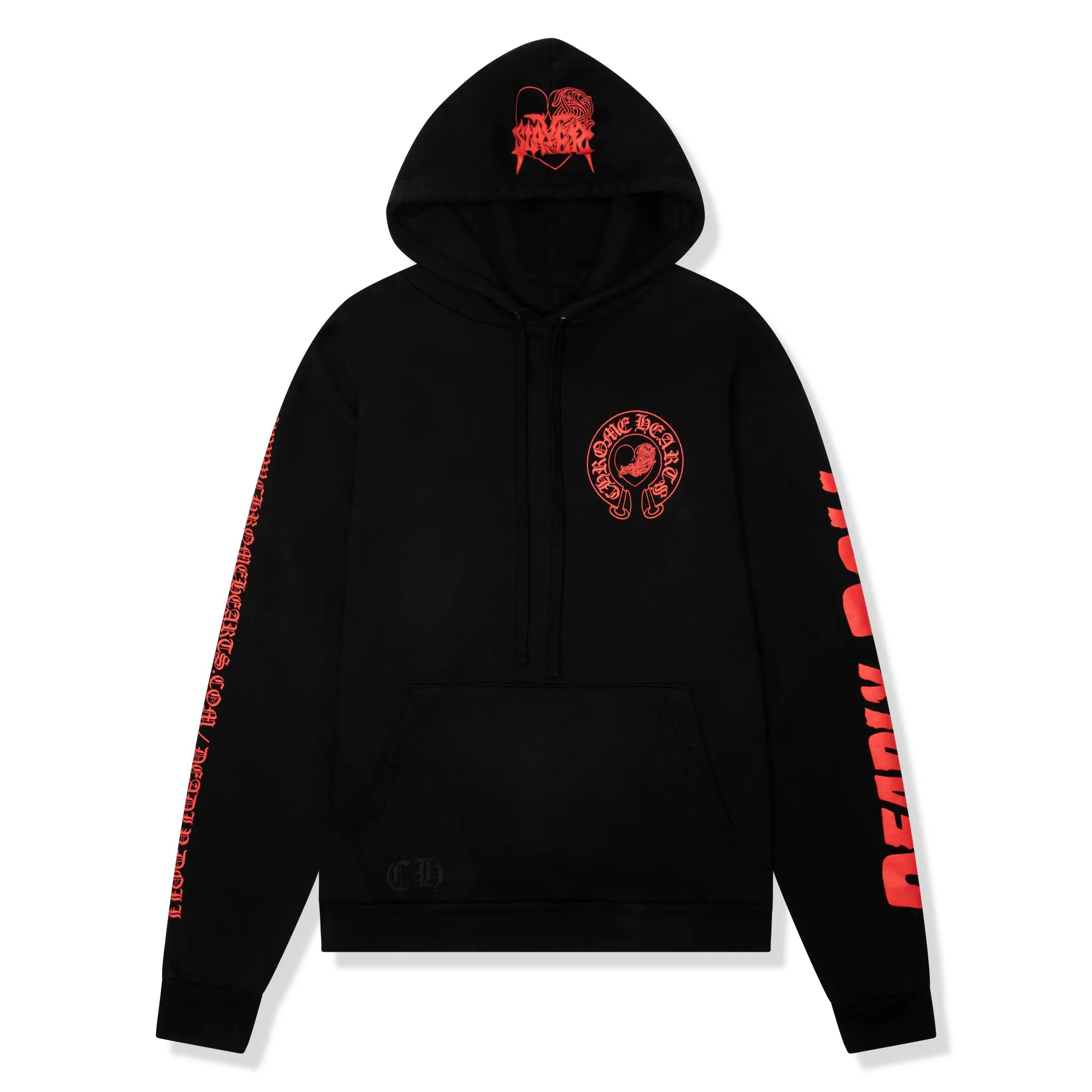 Front View of Chrome Hearts Deadly Doll Online Exclusive Black Red Hoodie 1383 1FW230106XDDOEH-BLAC